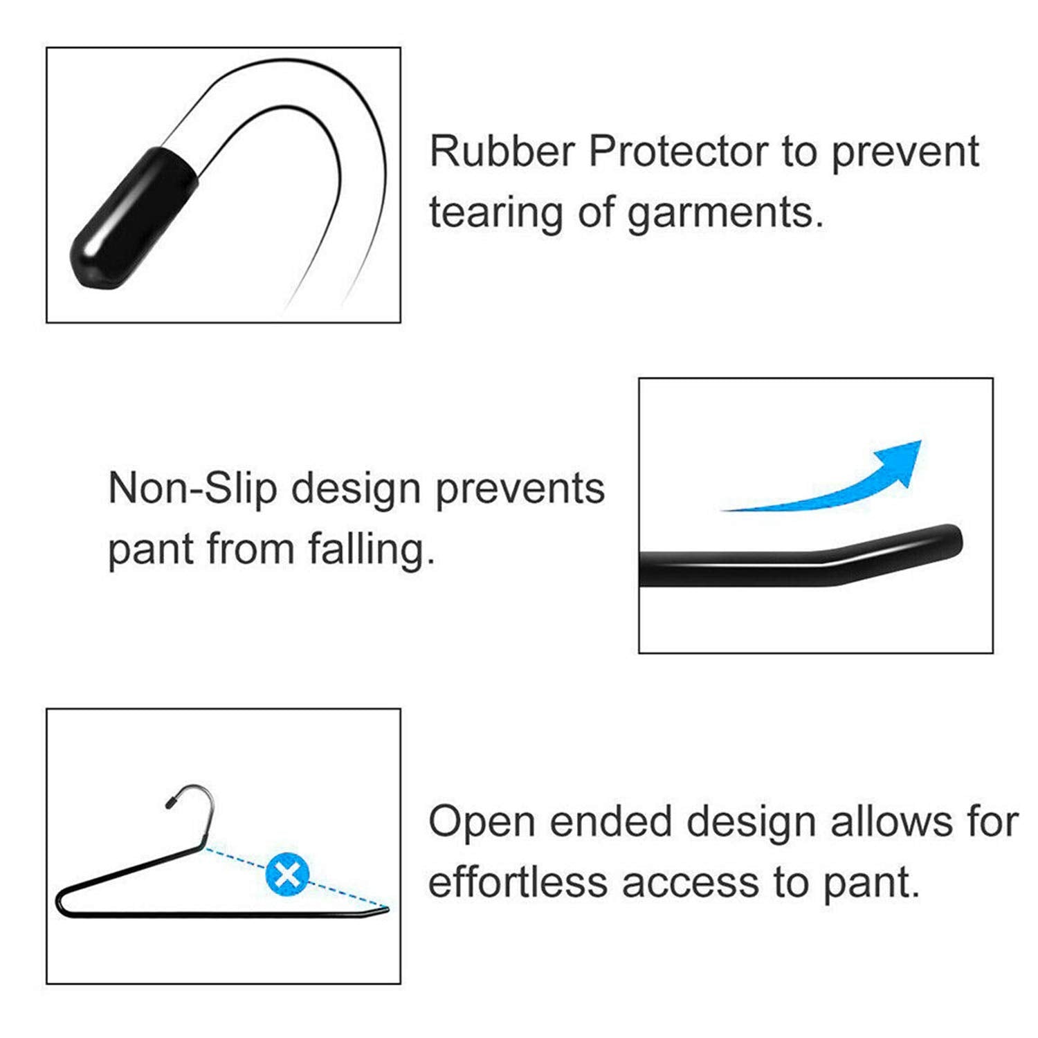 Corodo Pants Hangers, 20 Pack Non Slip Metal Pants Hangers Space Saving, Rubber Coating Short Neck Hangers